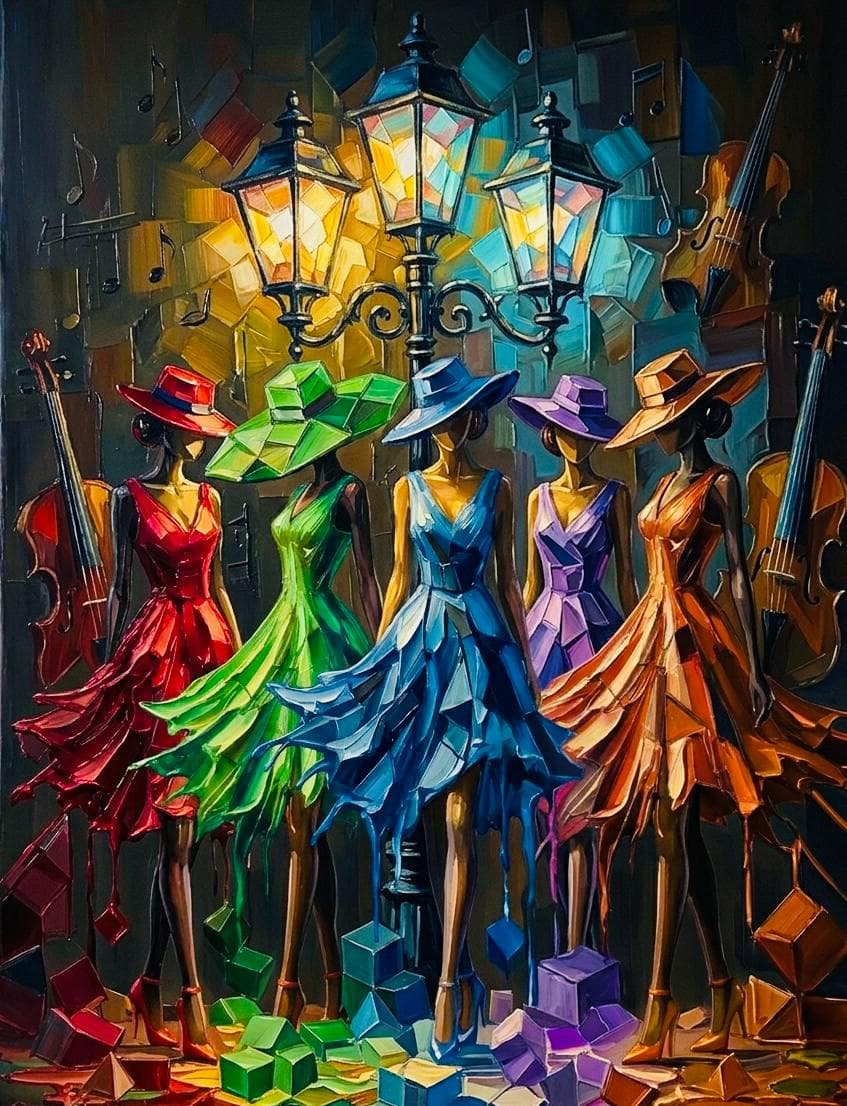 Lamplight Ensemble — original painting by Joykenda Fine Arts Company