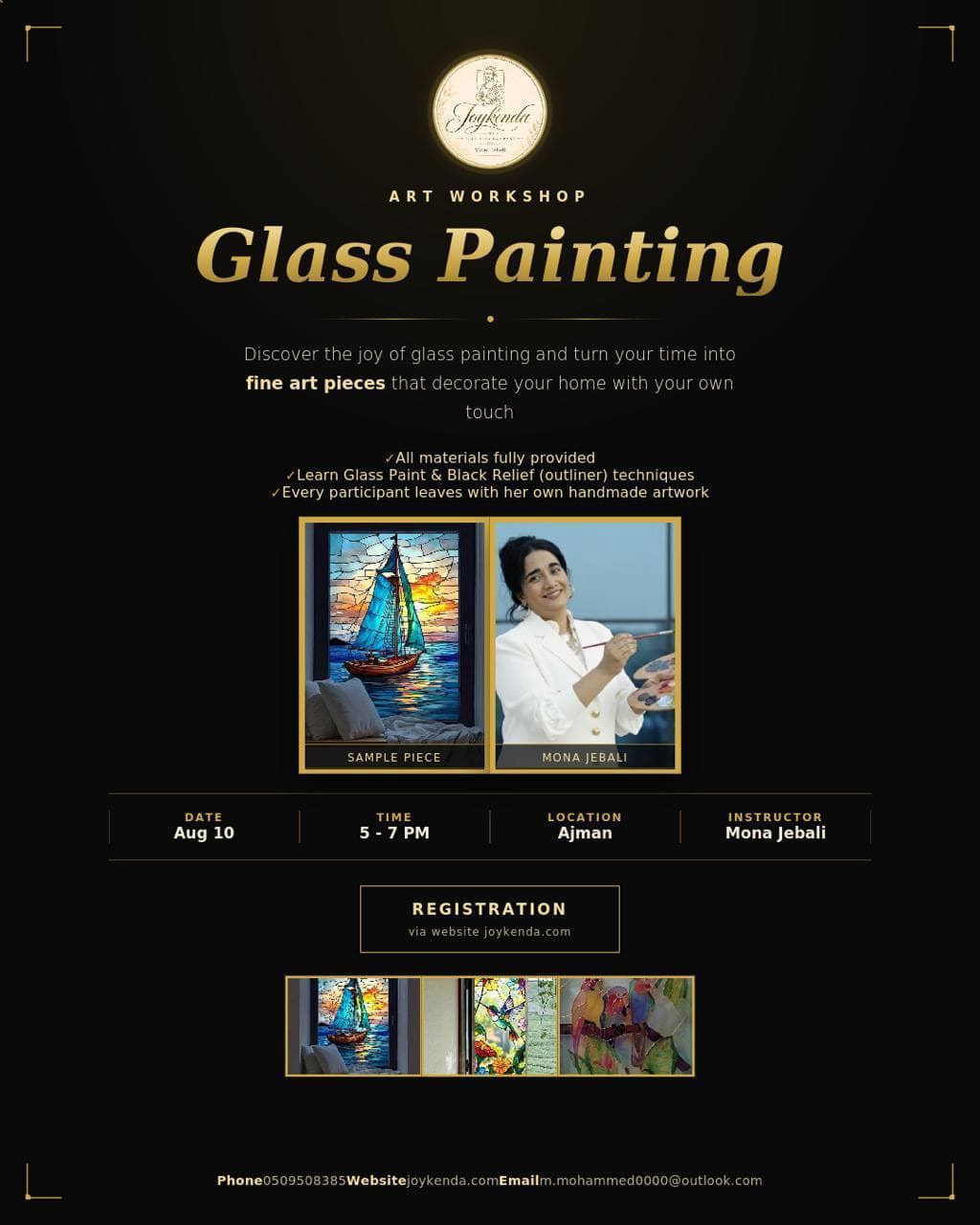 Glass Painting Workshop with Mona Jebali — Aug 10, 5-7 PM, Ajman